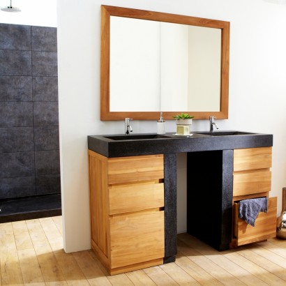 Read more about the article A stylish vanity cabinet made of terrazzo and teak